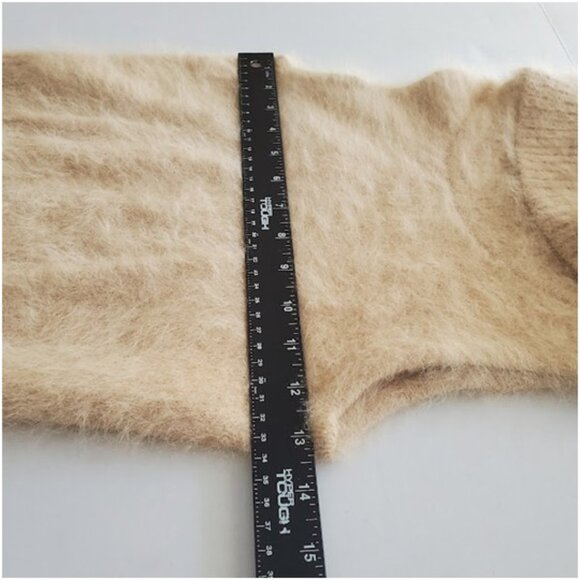 Vintage Y2K Rampage Angora Tan Sleeveless Turtleneck Sweater Size S Layer Cozy - Picture 3 of 6